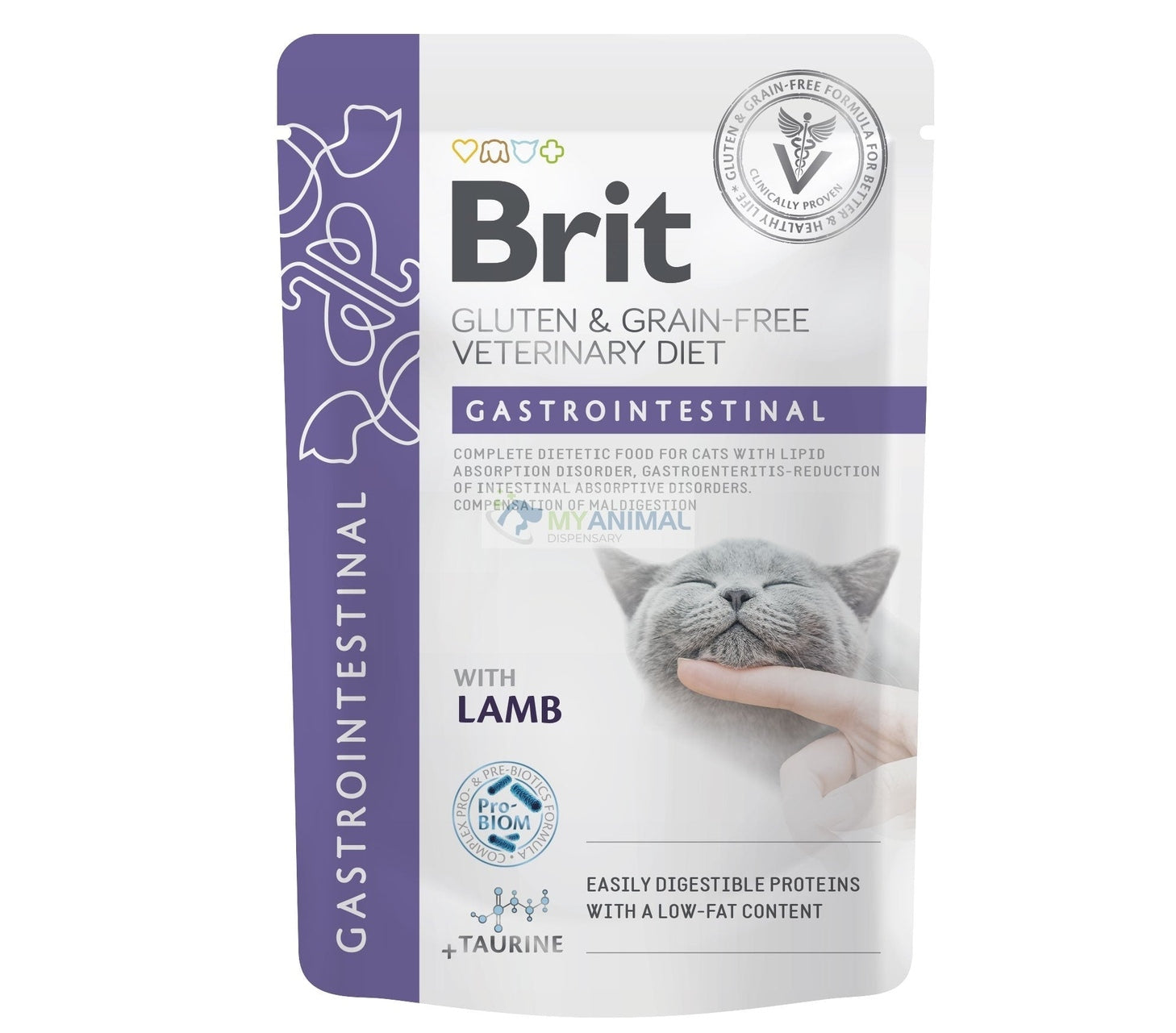 Brit Veterinary Diet Gastrointestinal Low-Fat Grain-Free Feline Lamb Stew Pouches